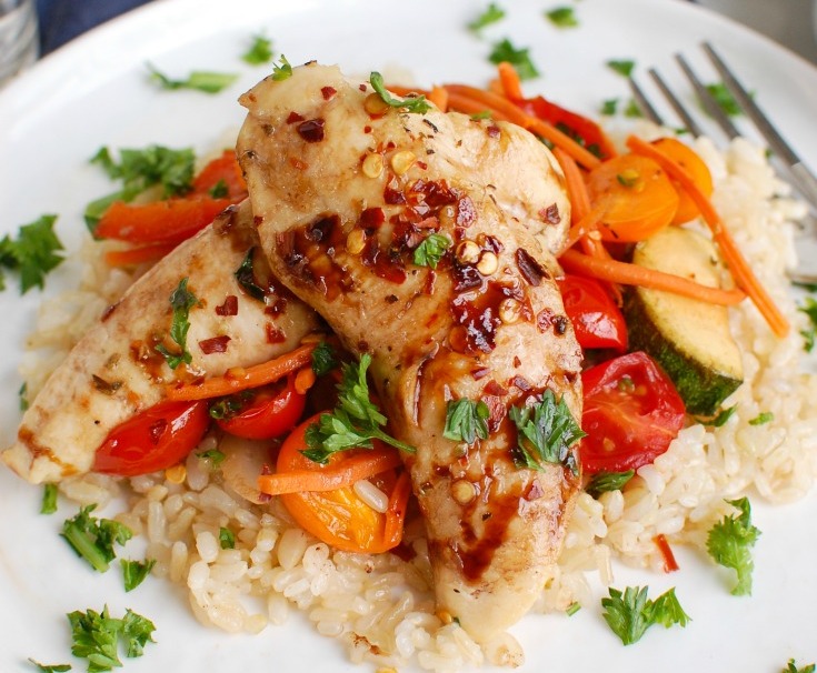 Sheet Pan Honey Balsamic Chicken Tenders and Vegetables