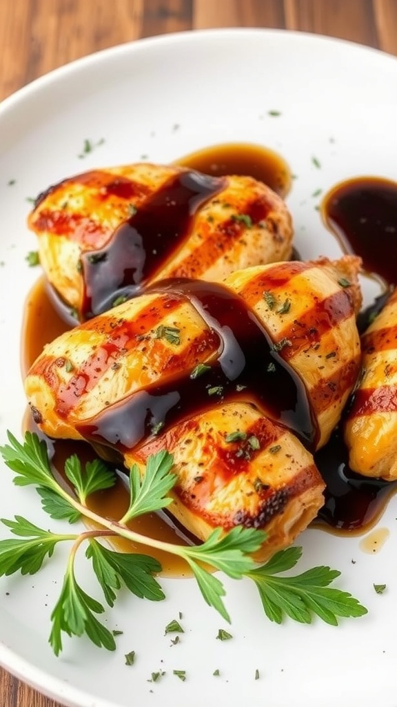 Balsamic Glazed Grilled Chicken on a plate