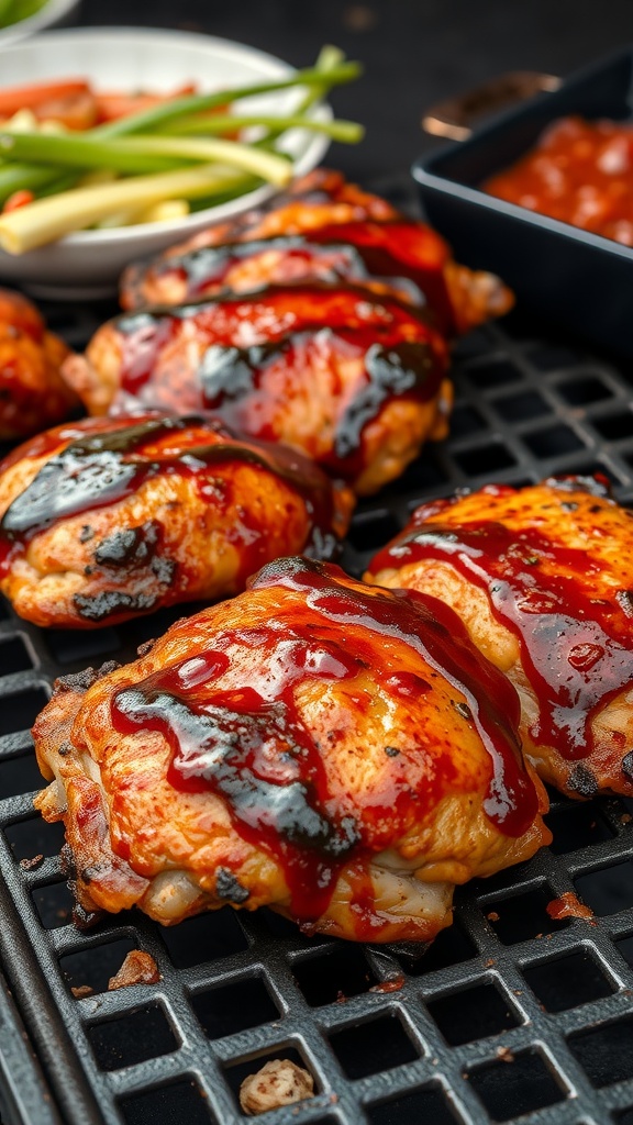 BBQ Sauce Glazed Chicken Thighs ready to serve