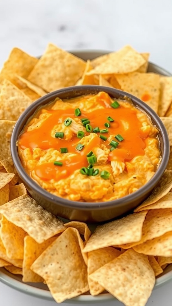 Buffalo Chicken Dip served with tortilla chips