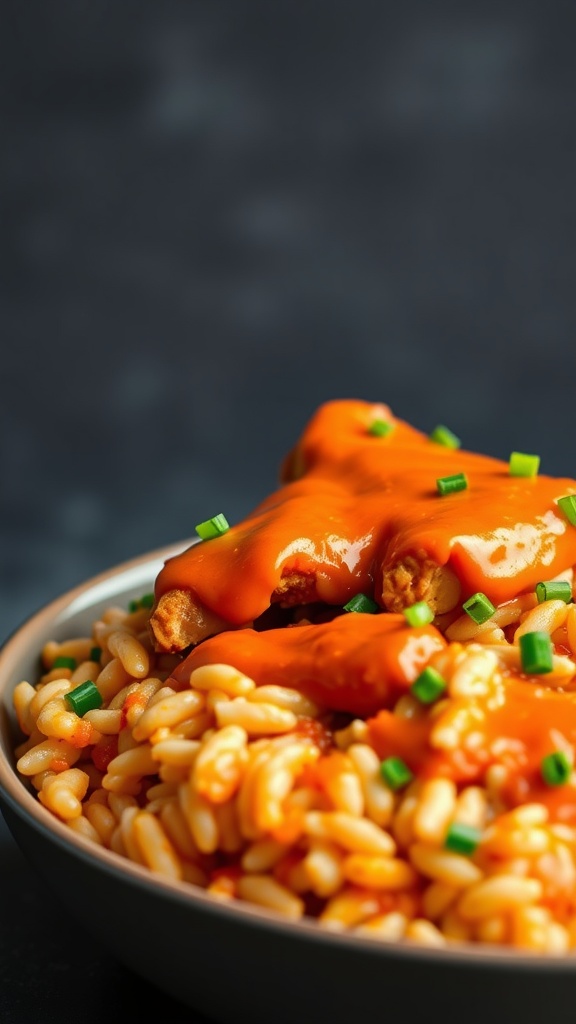 Buffalo Chicken with Cheesy Rice Casserole