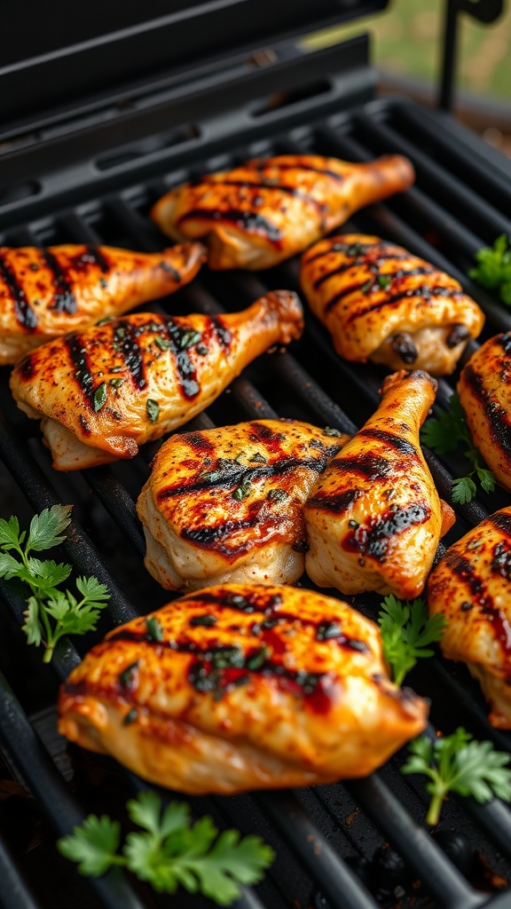 Cajun spiced grilled chicken on the grill