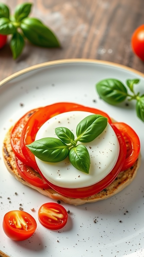 Caprese style stuffed chicken breast with mozzarella, tomatoes, and basil
