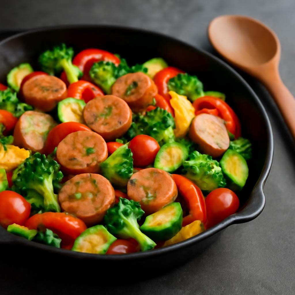 keto chicken sausage and Vegetable Skillet