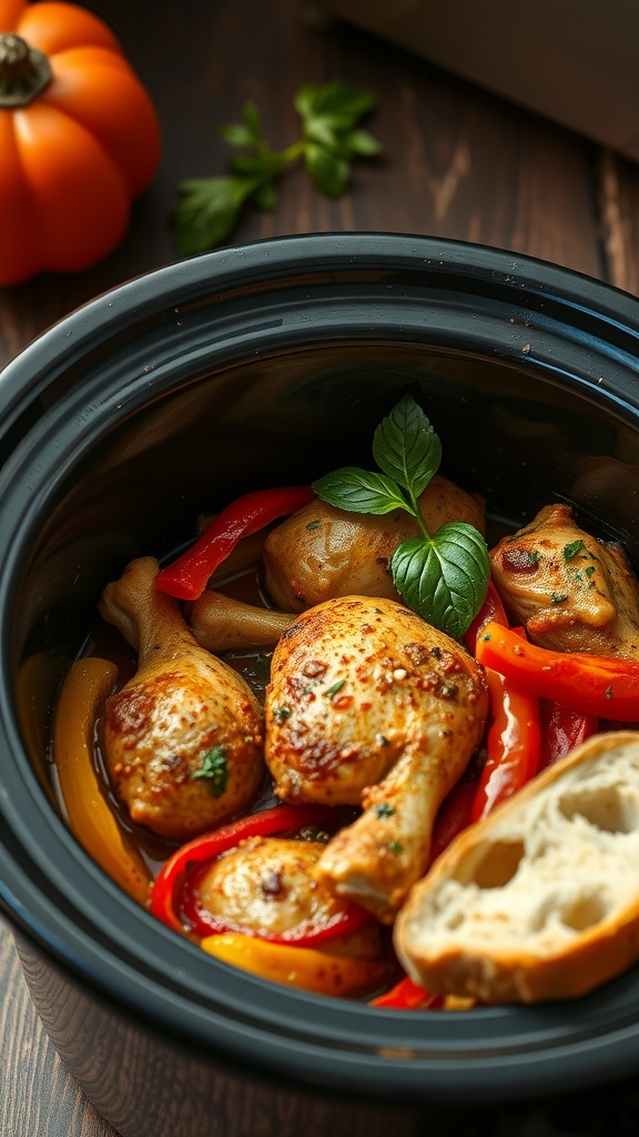 Crockpot chicken with peppers and herbs