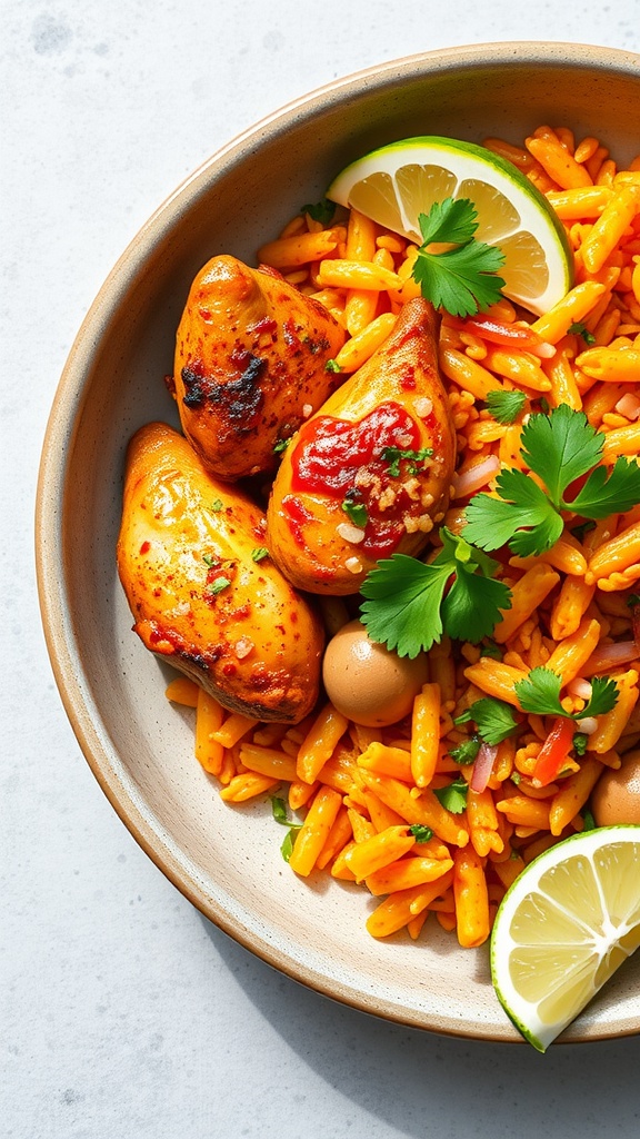 Lime & Chili Grilled Chicken with Spanish Rice dish