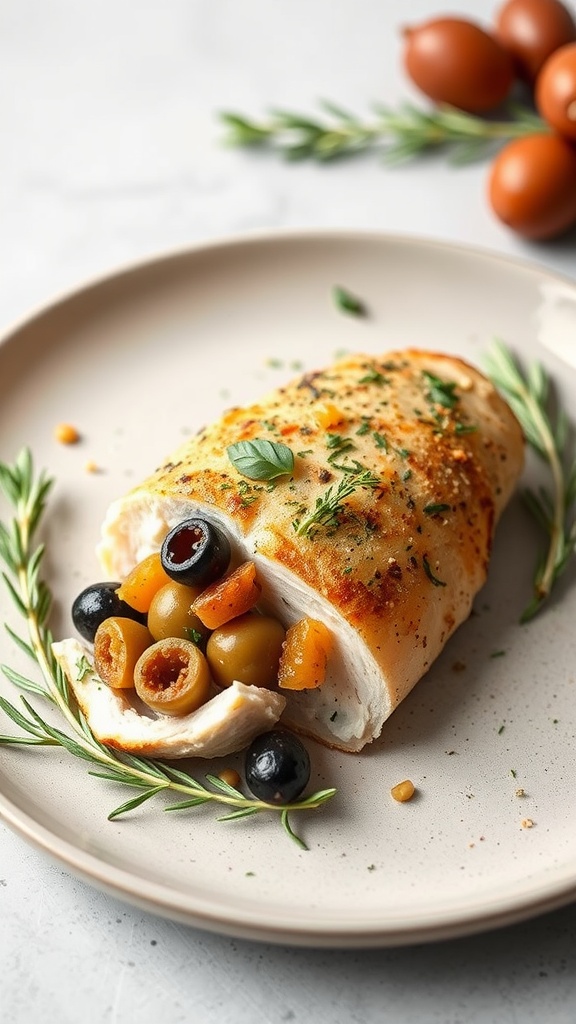 Stuffed chicken breast with Mediterranean olive and herb blend