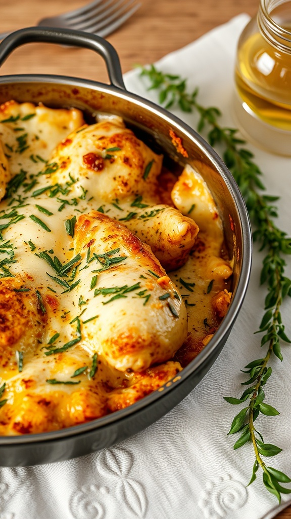 Savory Italian Herb Chicken Casserole with cheese and herbs