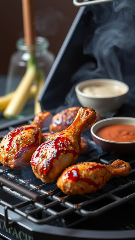 Delicious grilled chicken drumsticks with smoky paprika glaze.