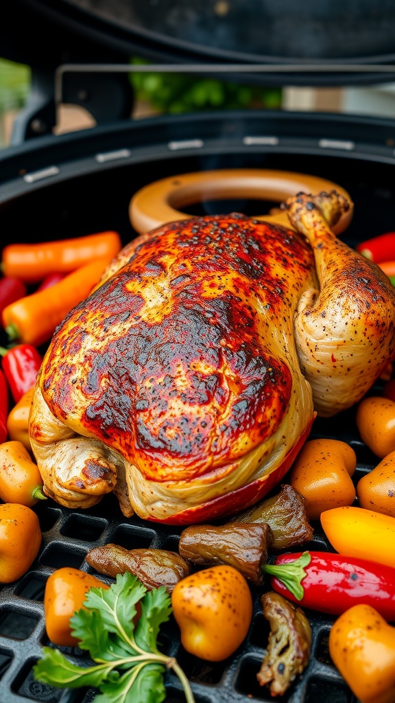 Grilled turkey breast seasoned with smoky paprika and garnished with vegetables.